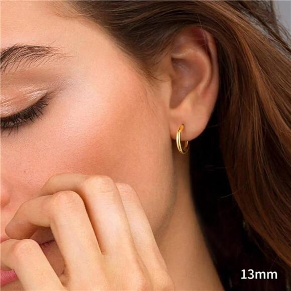 14K Gold Hoop Earrings for Women - Hypoallergenic - Picture 2 of 7